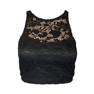 Forever 21- Iris Lace Crop Top - Black - Size: Small